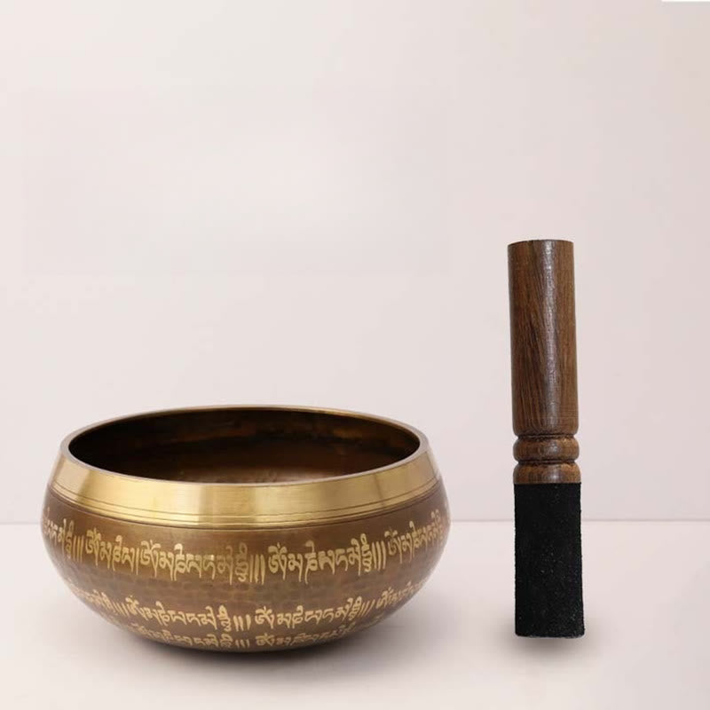 Nimara Ritual Handcrafted Singing Bowl Scripture Pattern for Healing and Meditation Sound Bowl Set