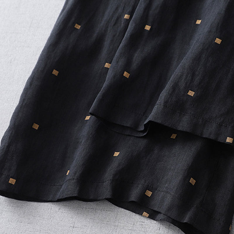 Nimara Ritual Summer Casual Polka Dot Pattern Design Cotton Linen Women's Wide Leg Pants With Pockets