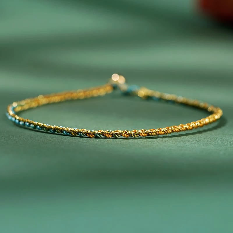 Luck Strength Colorful Rope Coin Bead Extra Thin Braided Bracelet