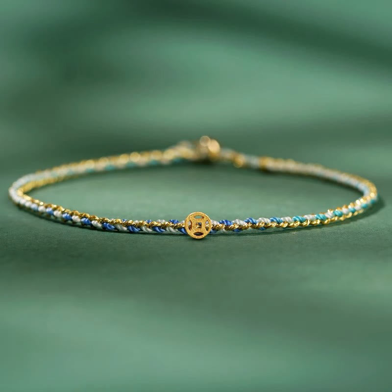 Nimara Ritual Colorful Rope Luck Coin Bead Abundance Extra Thin Braided Bracelet