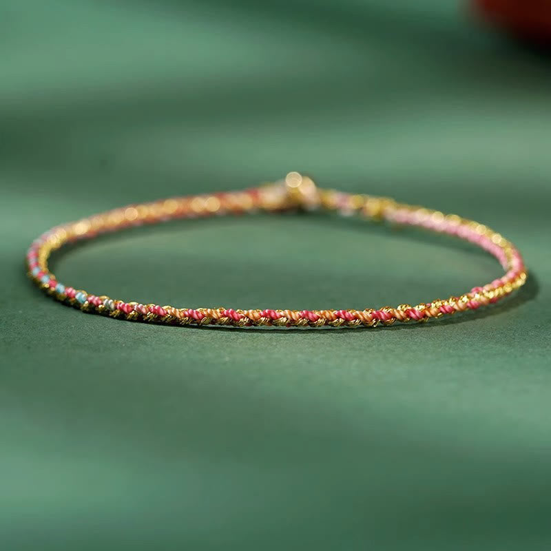 Luck Strength Colorful Rope Coin Bead Extra Thin Braided Bracelet