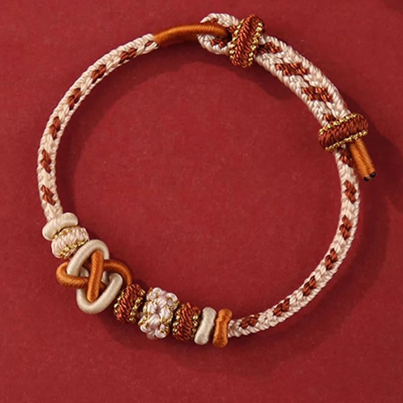 Nimara Ritual Handcrafted Peach Blossom Peace Knot Colorful Rope Adjustable Bracelet