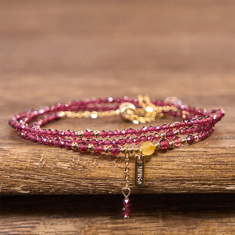 Nimara Ritual Small Natural Garnet Passion Triple Wrap Bracelet