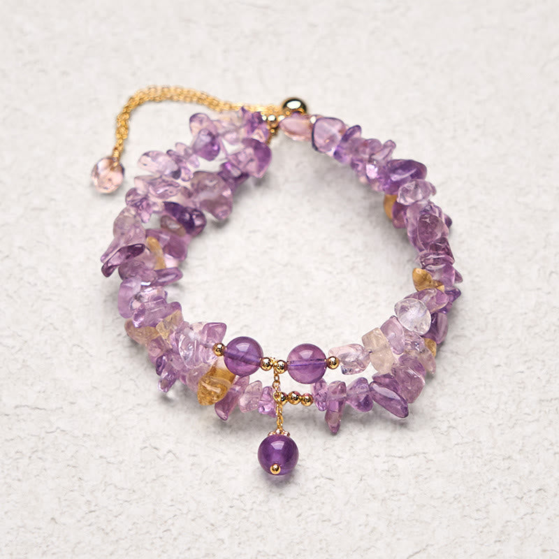 Nimara Ritual Irregular Natural Amethyst Citrine Gravel Meditation Double Layer Bracelet