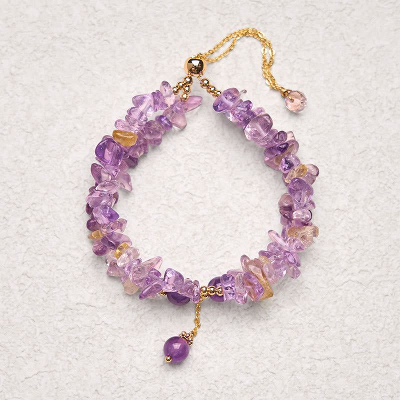 Nimara Ritual Irregular Natural Amethyst Citrine Gravel Meditation Double Layer Bracelet