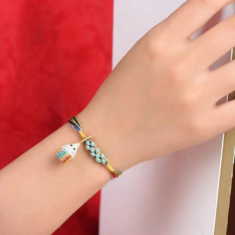 Nimara Ritual Colorful Rope Peach Blossom Knot Zongzi Braided Bracelet