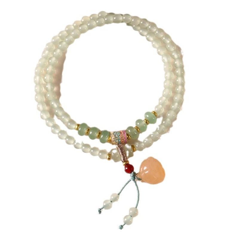 Nimara Ritual Multiple Circles Natural Aventurine Glass Lotus Pods Lucky Bamboo Positivity Bracelet
