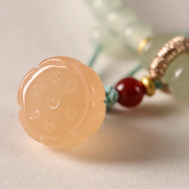 Nimara Ritual Multiple Circles Natural Aventurine Glass Lotus Pods Lucky Bamboo Positivity Bracelet