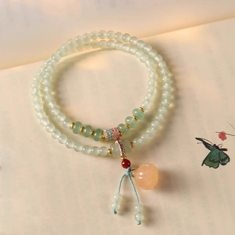 Nimara Ritual Multiple Circles Natural Aventurine Glass Lotus Pods Lucky Bamboo Positivity Bracelet