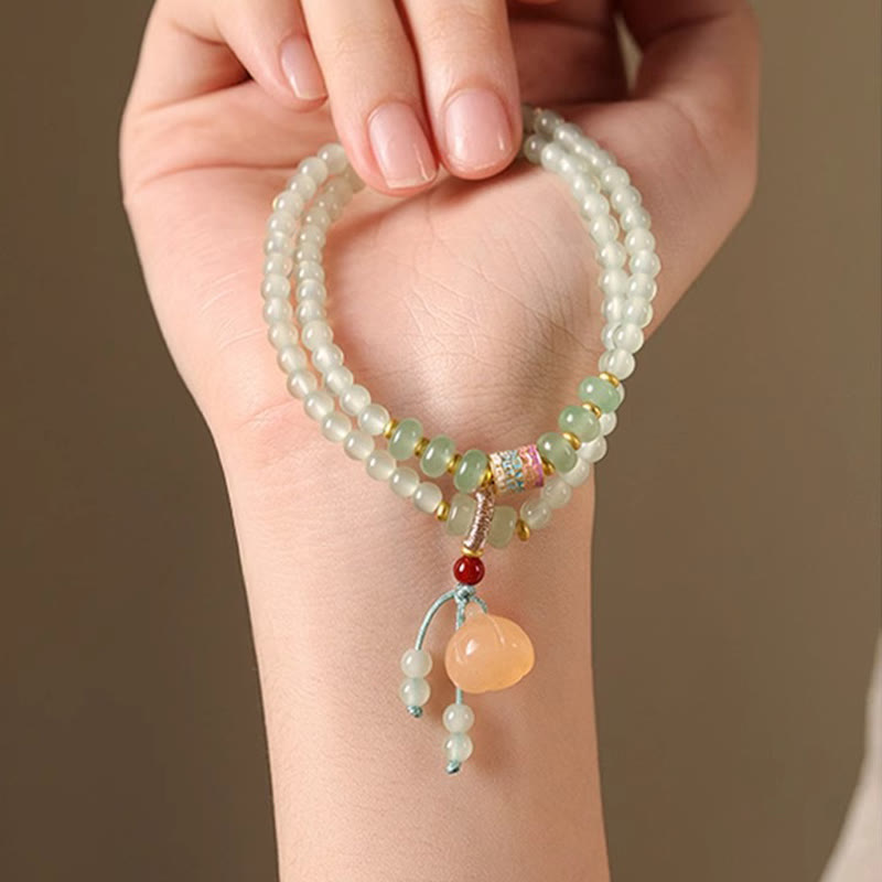 Nimara Ritual Multiple Circles Natural Aventurine Glass Lotus Pods Lucky Bamboo Positivity Bracelet