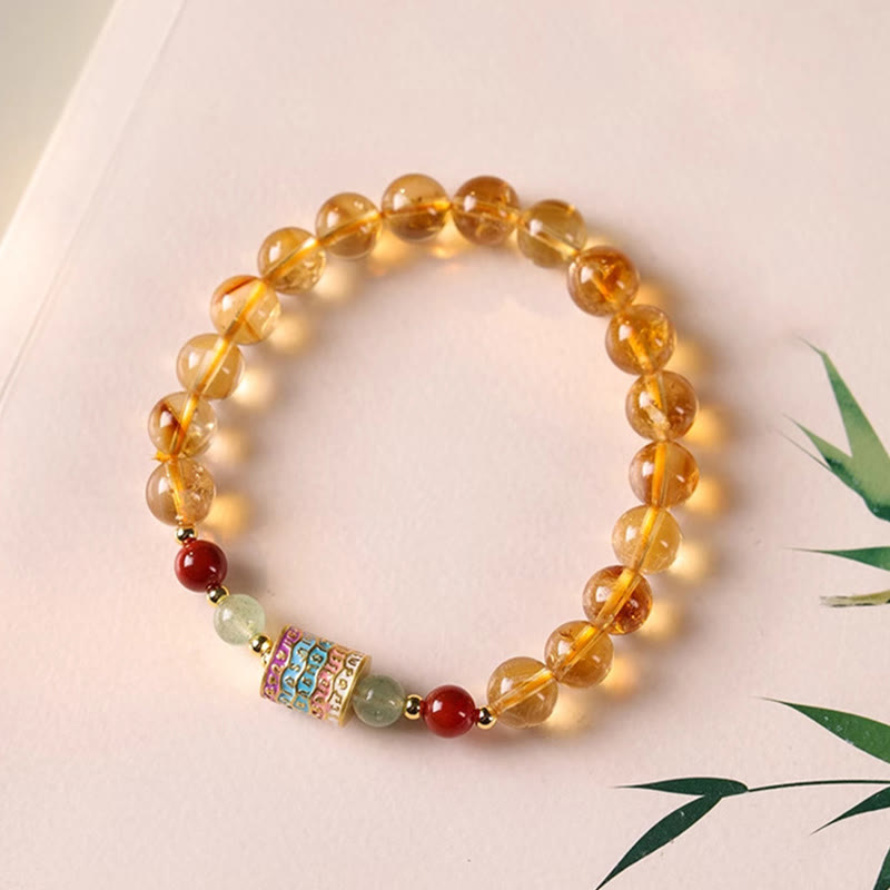 Nimara Ritual Natural Citrine Colorful Prayer Wheel Creativity Bracelet