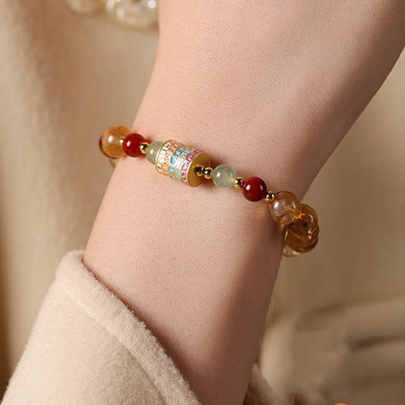 Nimara Ritual Natural Citrine Colorful Prayer Wheel Creativity Bracelet
