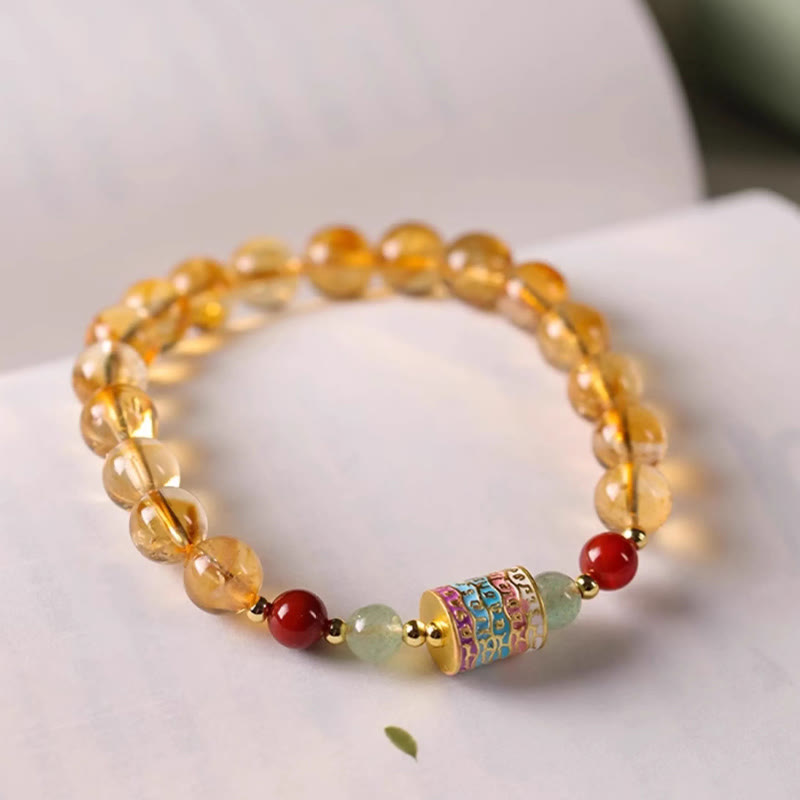 Nimara Ritual Natural Citrine Colorful Prayer Wheel Creativity Bracelet