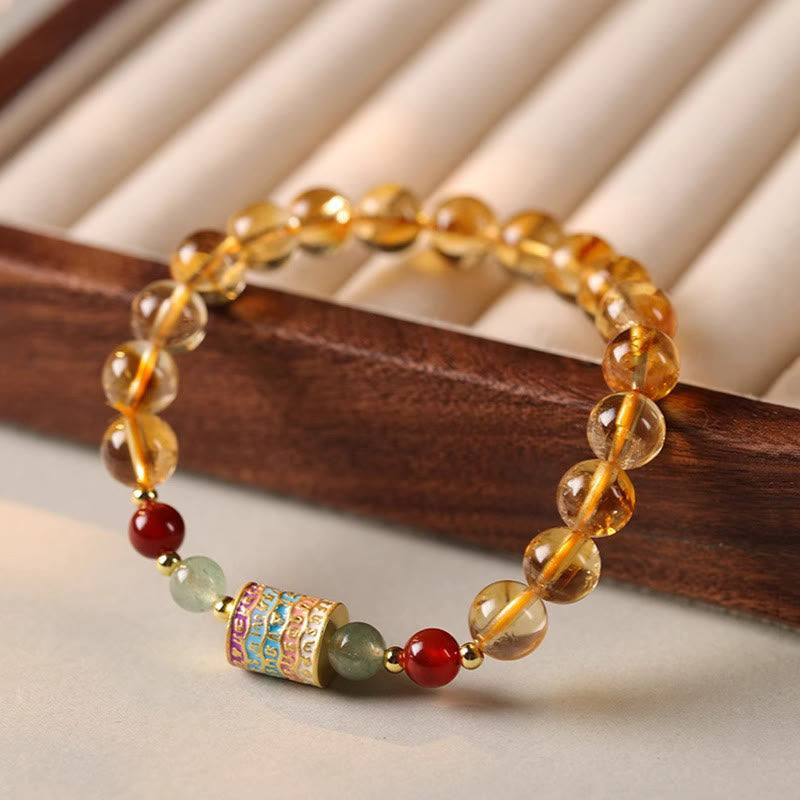 Nimara Ritual Natural Citrine Colorful Prayer Wheel Creativity Bracelet