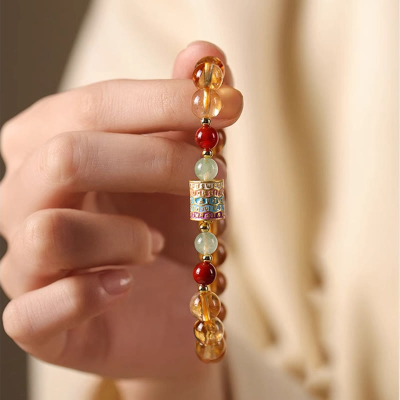 Nimara Ritual Natural Citrine Colorful Prayer Wheel Creativity Bracelet