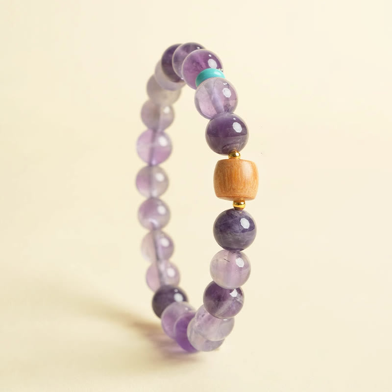 Nimara Ritual Natural Amethyst Lucky Wooden Beads Peace Bracelet