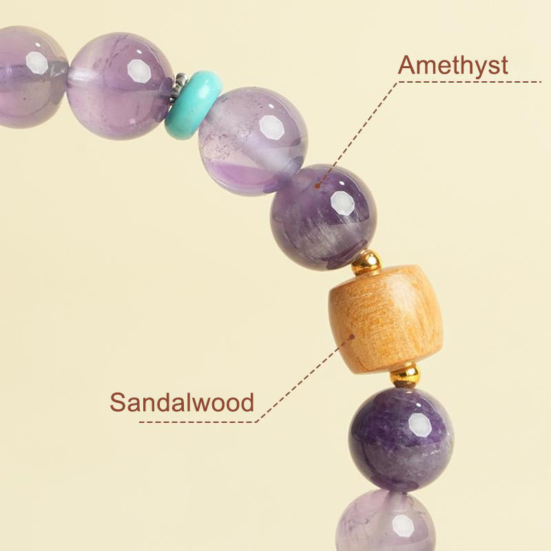 Nimara Ritual Natural Amethyst Lucky Wooden Beads Peace Bracelet