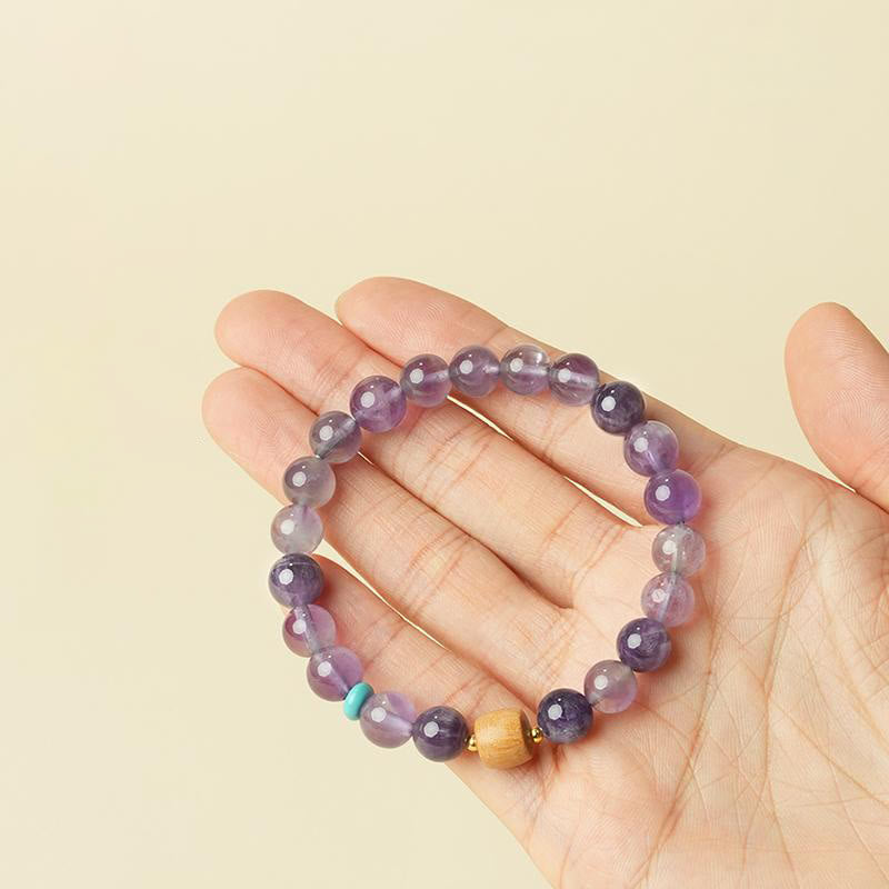 Nimara Ritual Natural Amethyst Lucky Wooden Beads Peace Bracelet