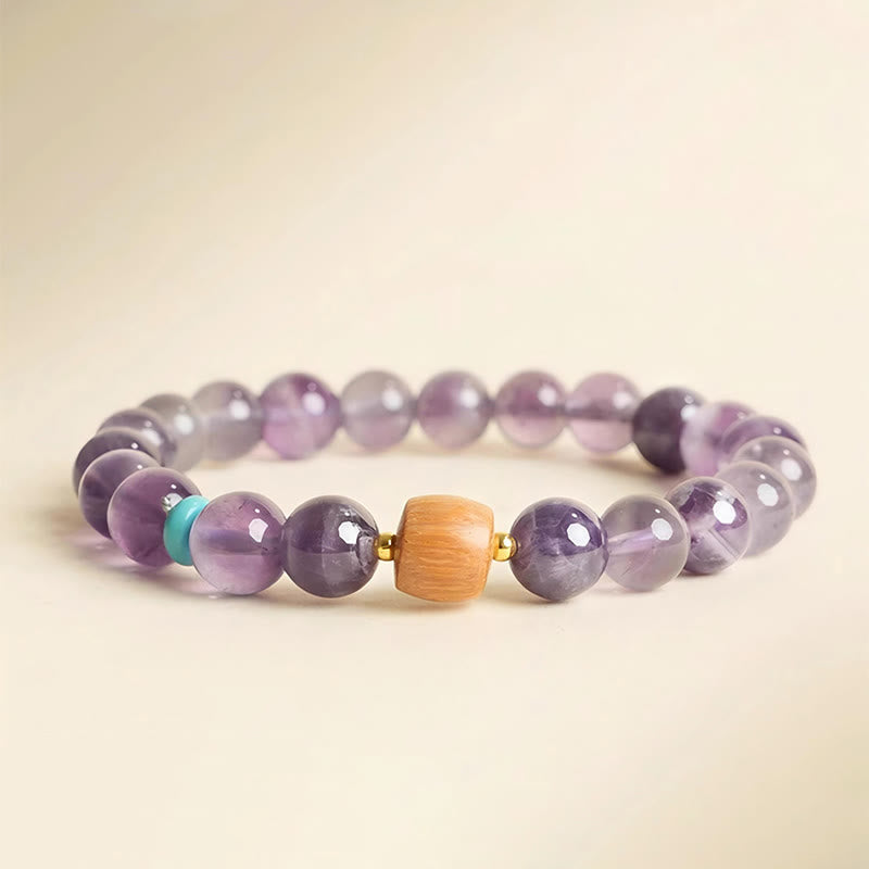 Nimara Ritual Natural Amethyst Lucky Wooden Beads Peace Bracelet