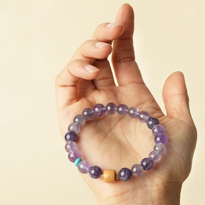 Nimara Ritual Natural Amethyst Lucky Wooden Beads Peace Bracelet