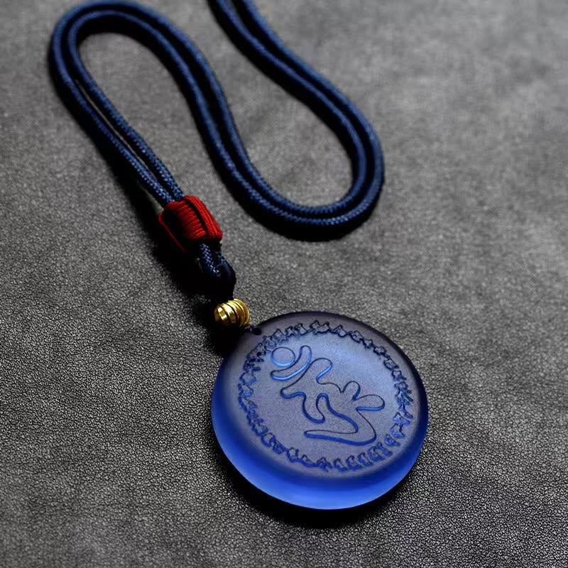 Nimara Ritual Tibet Shurangama Mantra Liuli Crystal Necklace Pendant