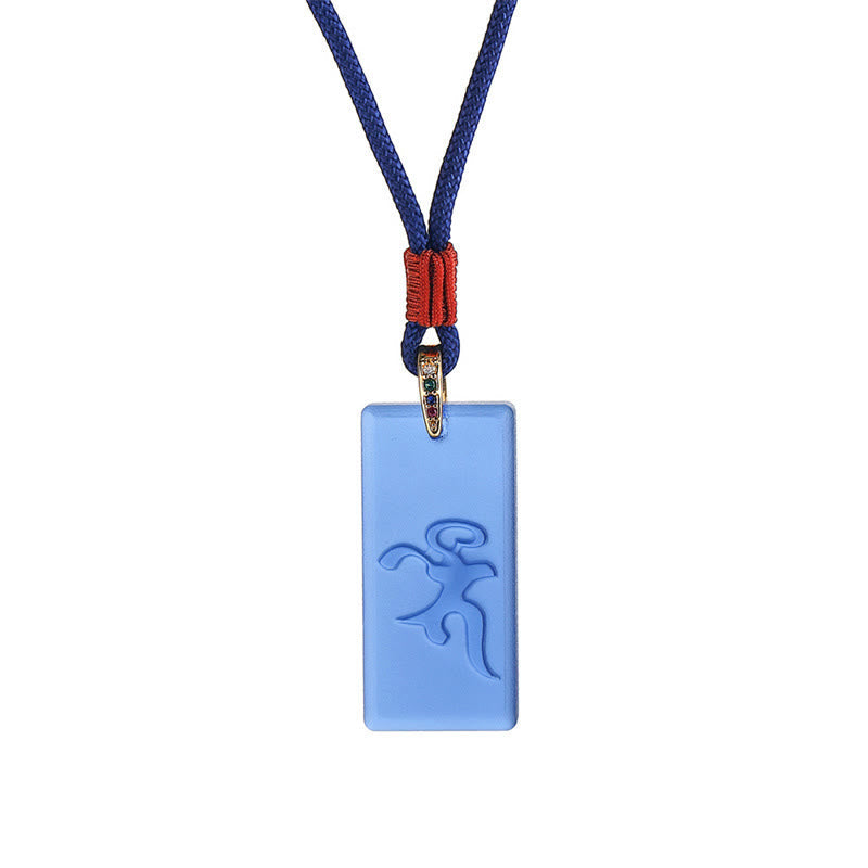 Nimara Ritual Tibetan Green Tara Medicine Buddha Sanskrit Pattern Liuli Crystal Protection Necklace Pendant