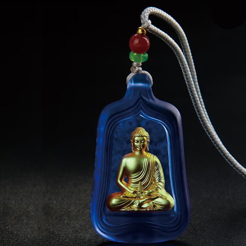 Nimara Ritual Tibetan Medicine Buddha Liuli Crystal Compassion Serenity Necklace Pendant