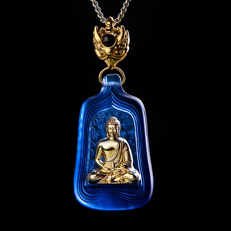 Nimara Ritual Tibetan Medicine Buddha Liuli Crystal Compassion Serenity Necklace Pendant