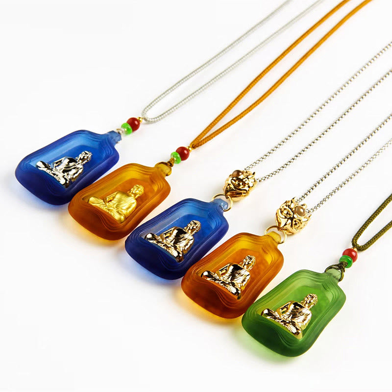Nimara Ritual Tibetan Medicine Buddha Liuli Crystal Compassion Serenity Necklace Pendant