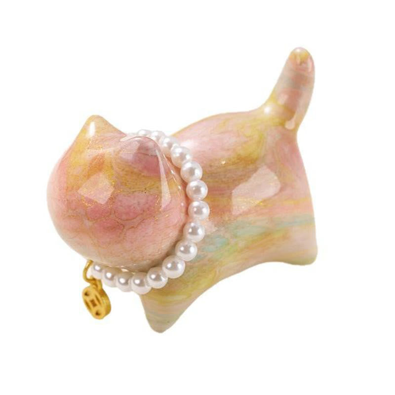 Nimara Ritual Sandalwood Lucky Mini Cat Lacquer Craft Healing Decoration Random Color(Blind Box)