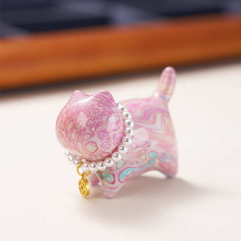 Nimara Ritual Sandalwood Lucky Mini Cat Lacquer Craft Healing Decoration Random Color(Blind Box)