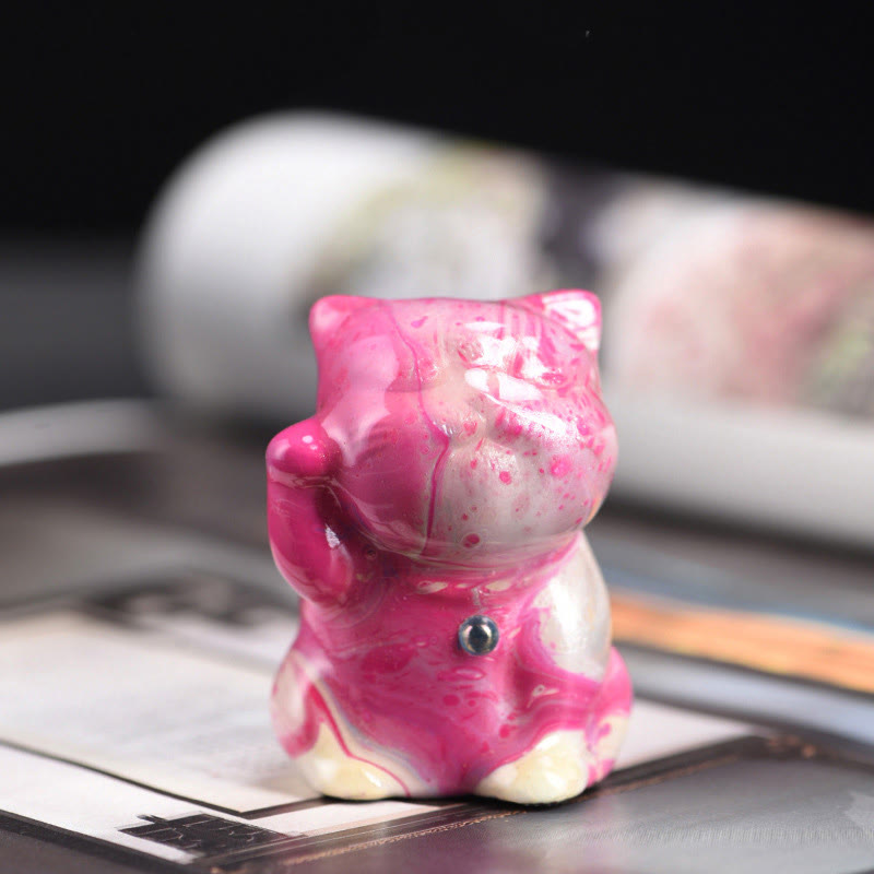 Nimara Ritual Cute Mini Cat Rosewood Lacquer Craft Warmth Decoration Random Color(Blind Box)