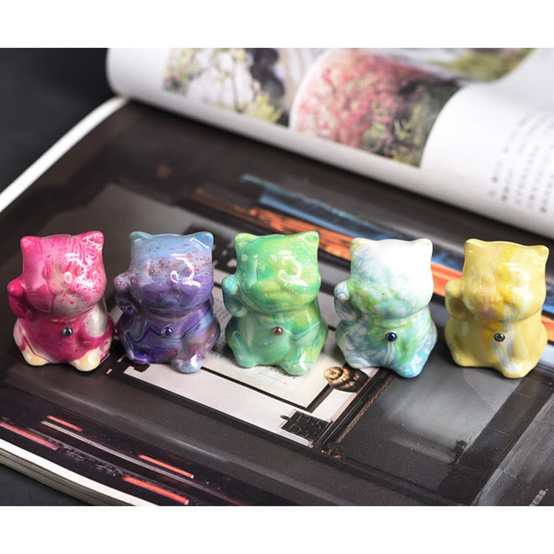 Nimara Ritual Cute Mini Cat Rosewood Lacquer Craft Warmth Decoration Random Color(Blind Box)