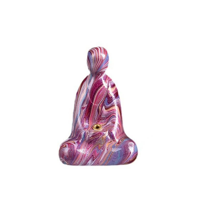 Nimara Ritual Mini Formless Buddha Ebony Wood Lacquer Craft Peace Incense Stick Holder Decoration