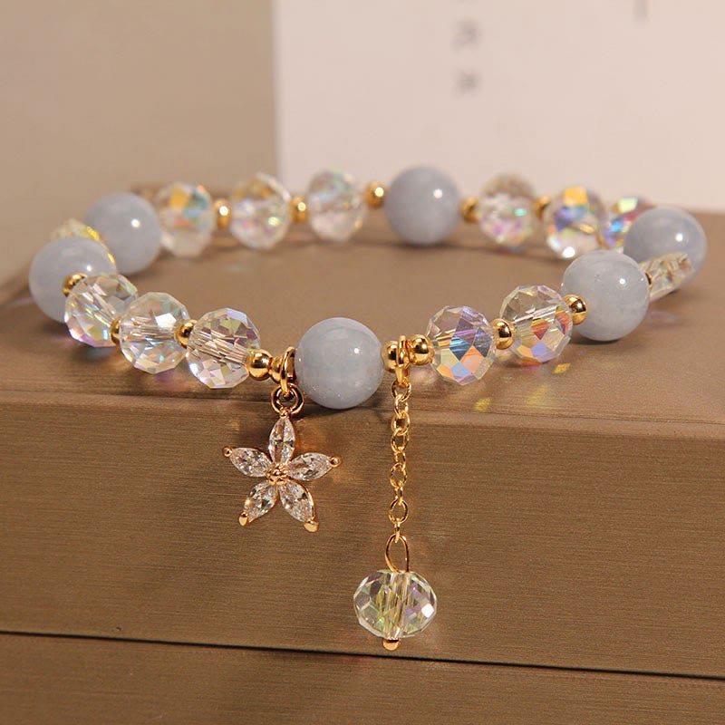 Nimara Ritual Natural Aquamarine Crystal Zircon Flower Peace Healing Bracelet