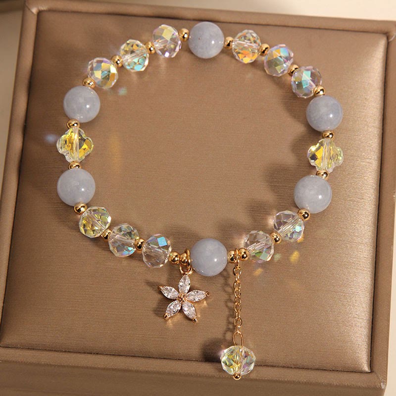 Nimara Ritual Natural Aquamarine Crystal Zircon Flower Peace Healing Bracelet