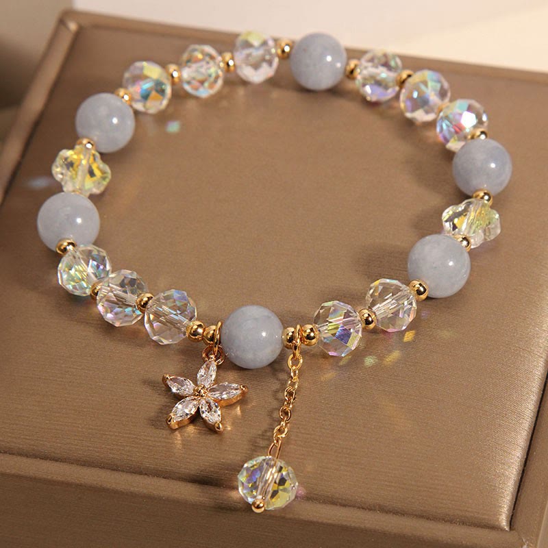 Nimara Ritual Natural Aquamarine Crystal Zircon Flower Peace Healing Bracelet