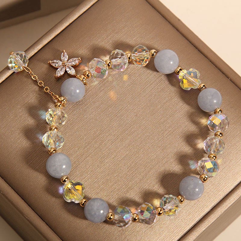 Nimara Ritual Natural Aquamarine Crystal Zircon Flower Peace Healing Bracelet