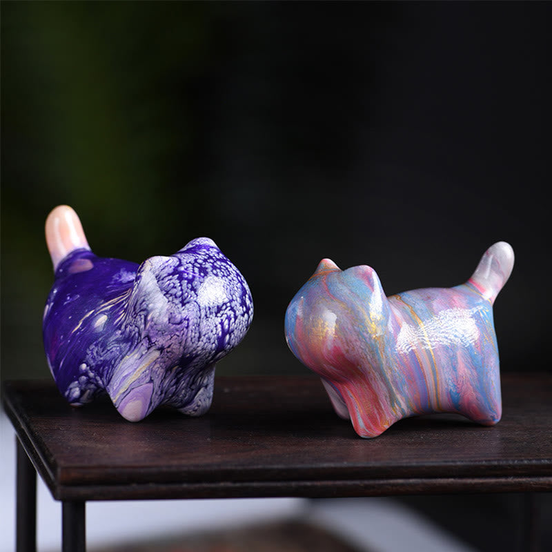 Nimara Ritual Mini Lovely Cat Ebony Wood Lacquer Craft Peace Decoration