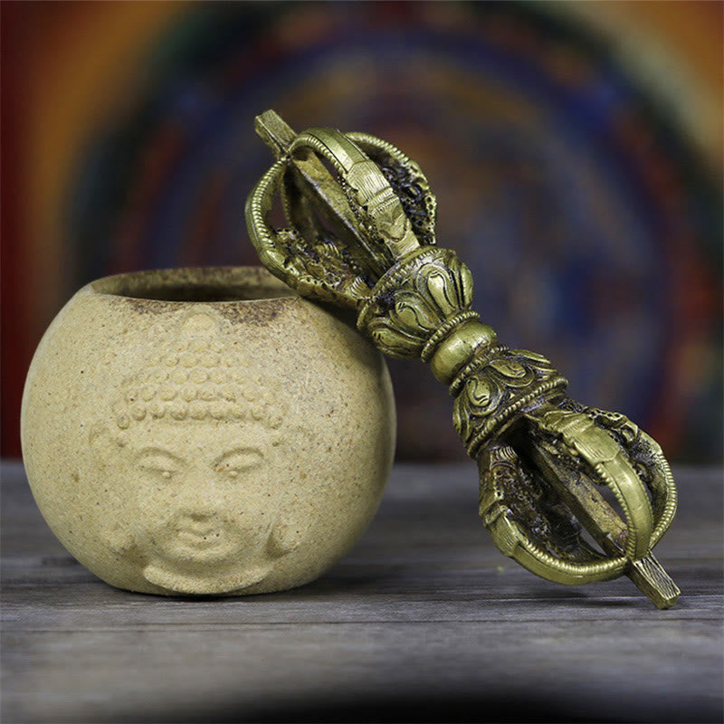 Nimara Ritual Handmade Nepal Five Prong Vajra Dorje Copper Metal Decoration