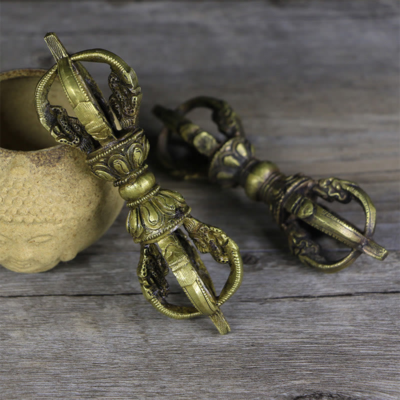 Nimara Ritual Handmade Nepal Five Prong Vajra Dorje Copper Metal Decoration
