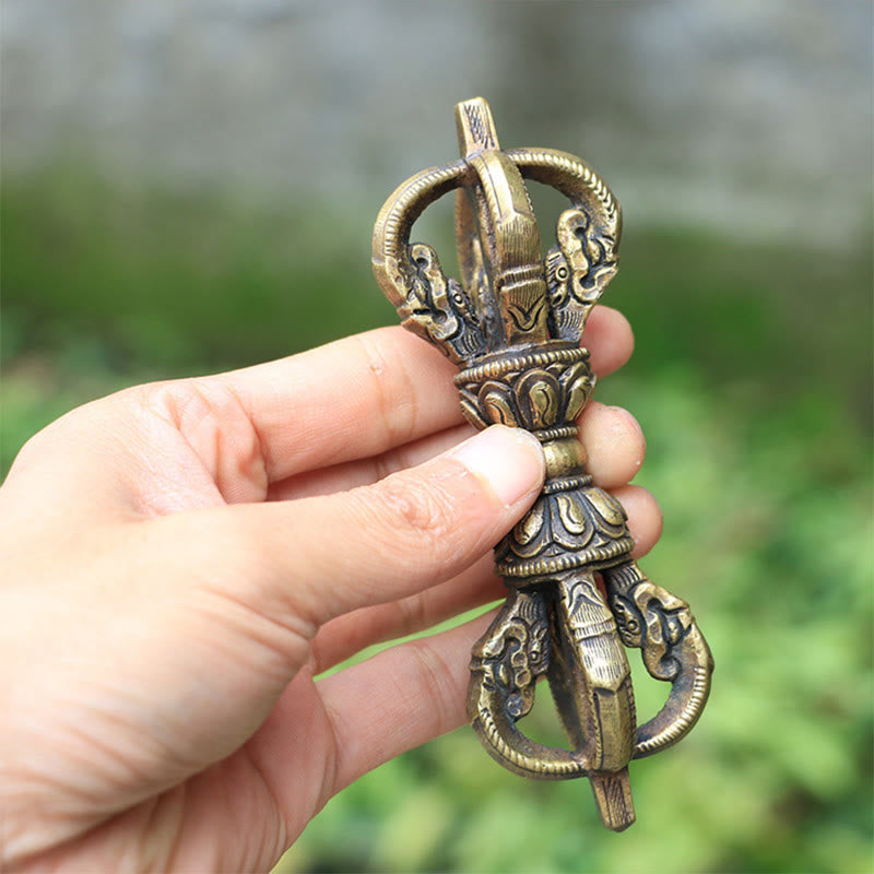 Nimara Ritual Handmade Nepal Five Prong Vajra Dorje Copper Metal Decoration
