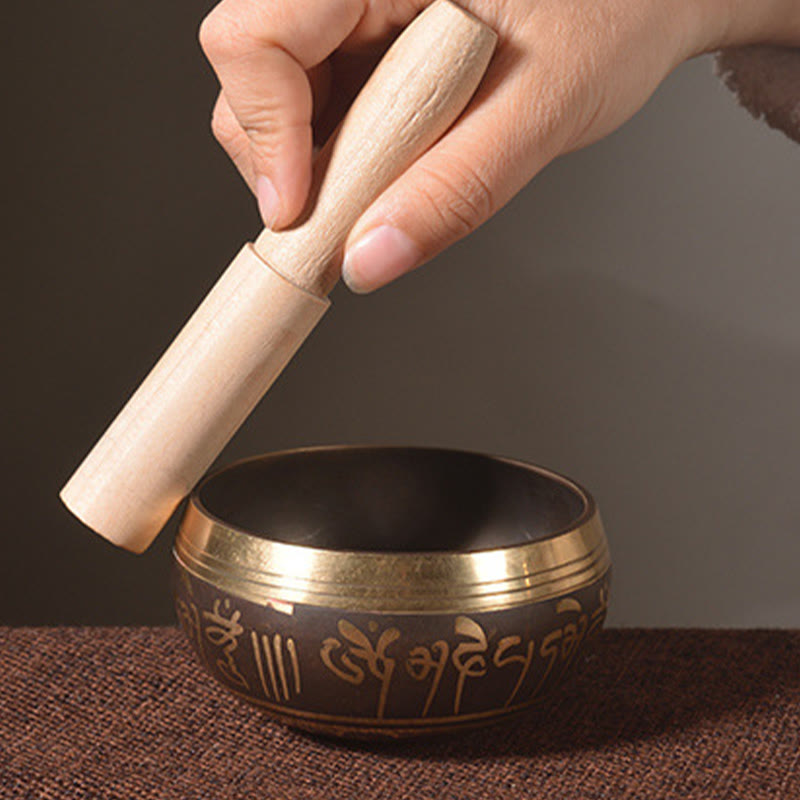 Nimara Ritual Handmade Singing Bowl Buddha Eyes Scripture Pattern for Healing and Meditation Sound Bowl Set