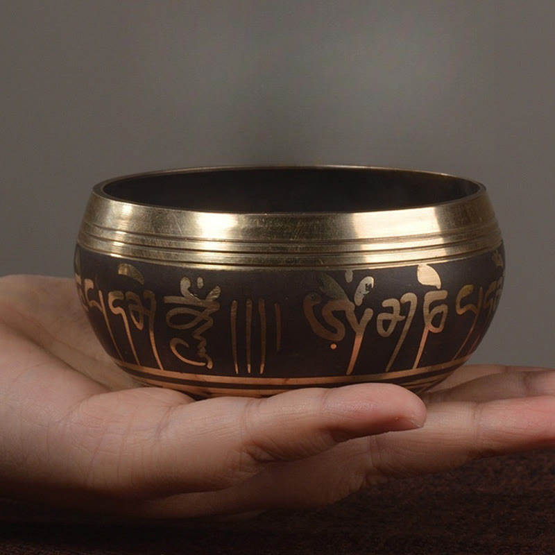 Nimara Ritual Handmade Singing Bowl Buddha Eyes Scripture Pattern for Healing and Meditation Sound Bowl Set