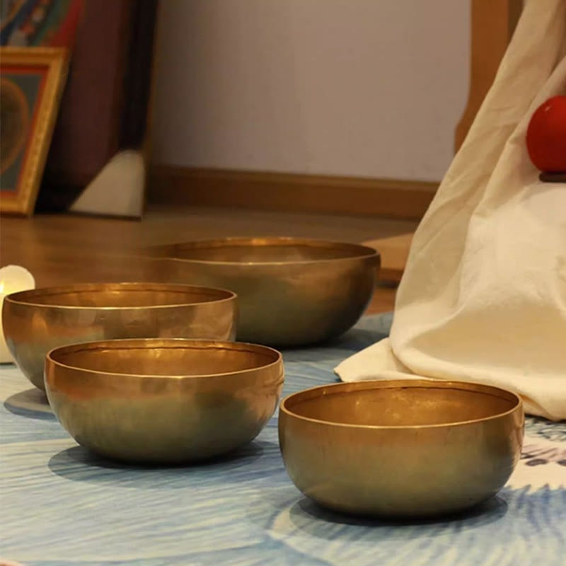 Nimara Ritual Handmade Nepal Golden Singing Bowl for Healing and Meditation Sound Bowl Set