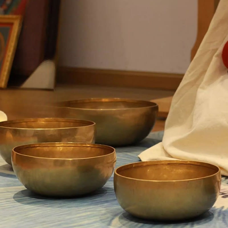 Nimara Ritual Handmade Nepal Golden Singing Bowl Simple Design for Healing and Meditation Sound Bowl Set