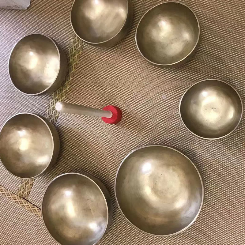 Nimara Ritual Handmade Nepal Golden Singing Bowl Simple Design for Healing and Meditation Sound Bowl Set