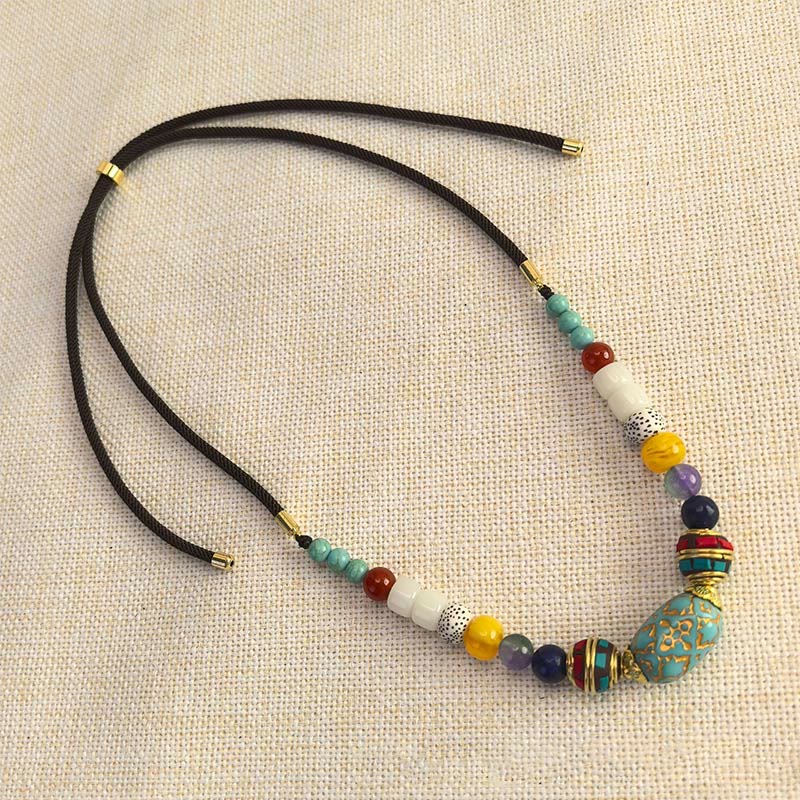 Nimara Ritual Tibetan Handmade Turquoise Beads Balance Necklace Pendant