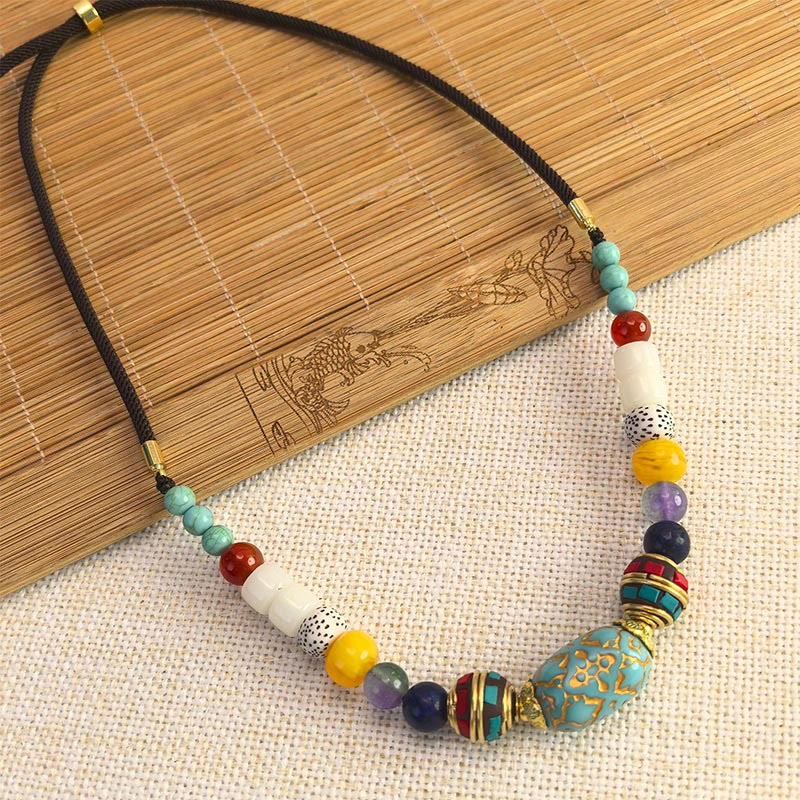 Nimara Ritual Tibetan Handmade Turquoise Beads Balance Necklace Pendant