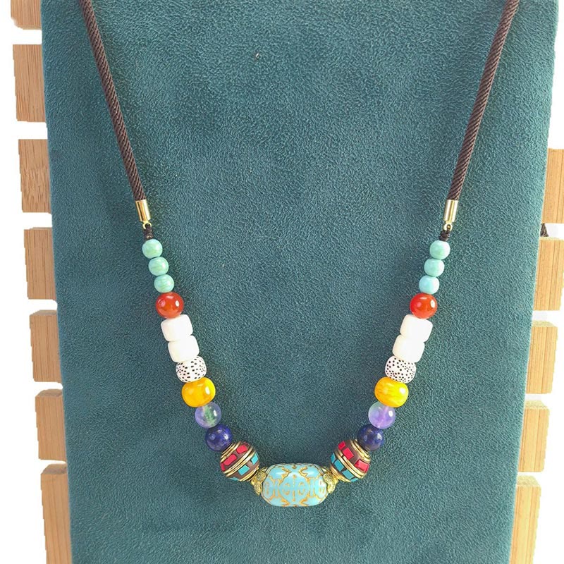 Nimara Ritual Tibetan Handmade Turquoise Beads Balance Necklace Pendant